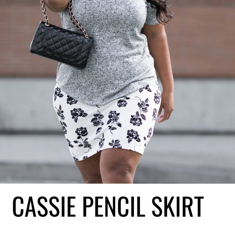 Cassie Lularoe Pencil 3xl Skirt Orange background with multi floral design. - Picture 2 of 11
